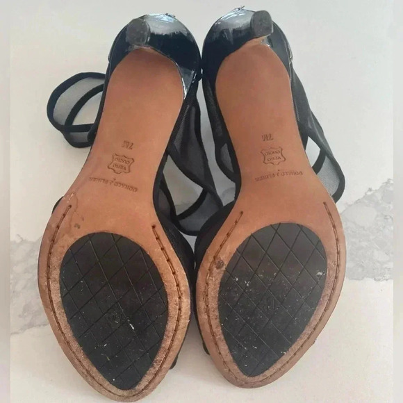 Donald J Pliner Adele Women’s Heel Sandals Black Mesh Zip Closure‎ EUC Size 7 - Picture 6 of 7
